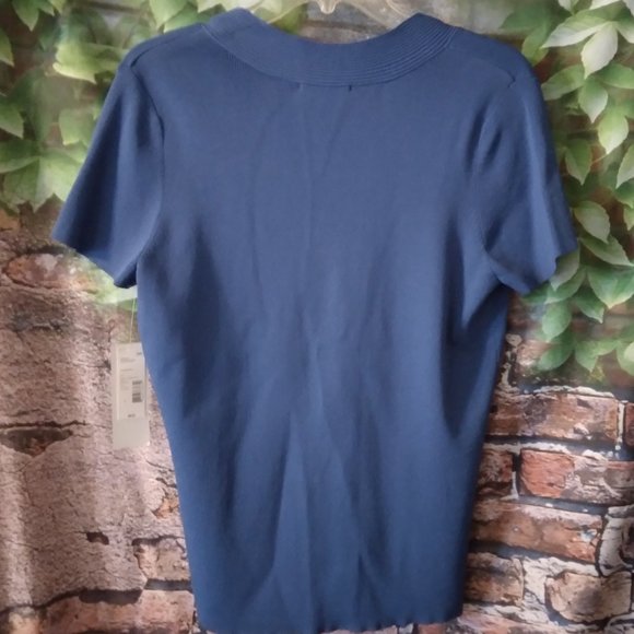 Vintage Blue V Neck Sweater - Picture 3 of 4
